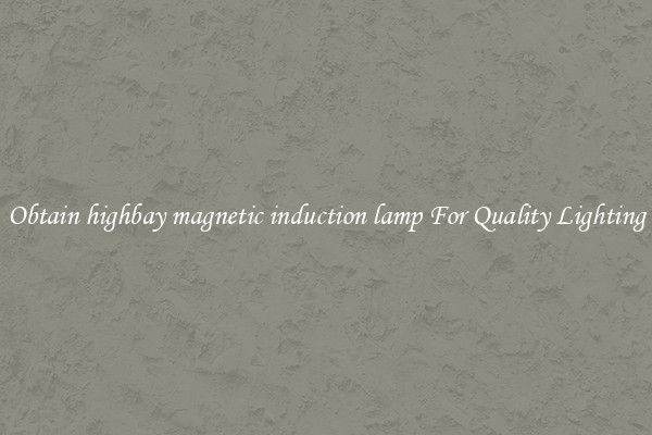 Obtain highbay magnetic induction lamp For Quality Lighting