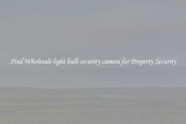 Find Wholesale light bulb security camera for Property Security